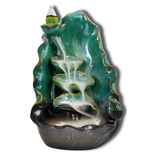 Fujima - 6.7" Blue Ceramic Waterfall Backflow Cone Incense Burner