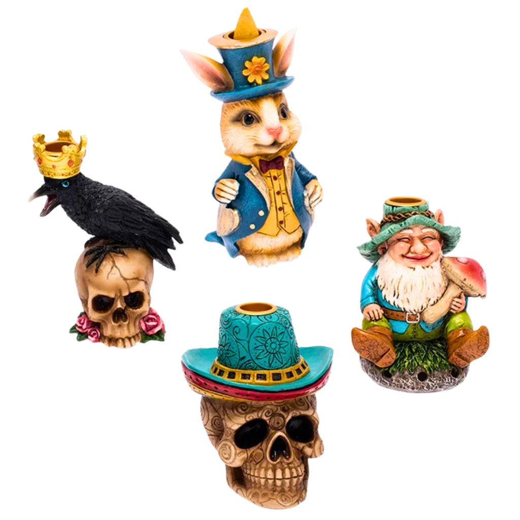 Fujima - Assorted Mini Backflow Cone Incense Burners - 4ct