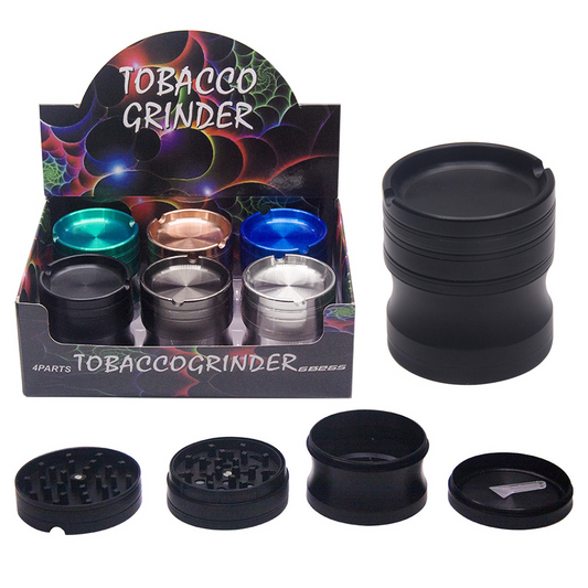 Grinder - Asst w/ Cig Holder & Ashtray - 63mm - 4pc - 6ct [ GR218-63 ] +