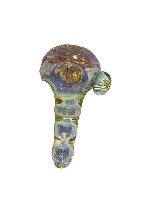 Custom Glass Hand Pipe - 5" - Silver Fumed Honeycomb