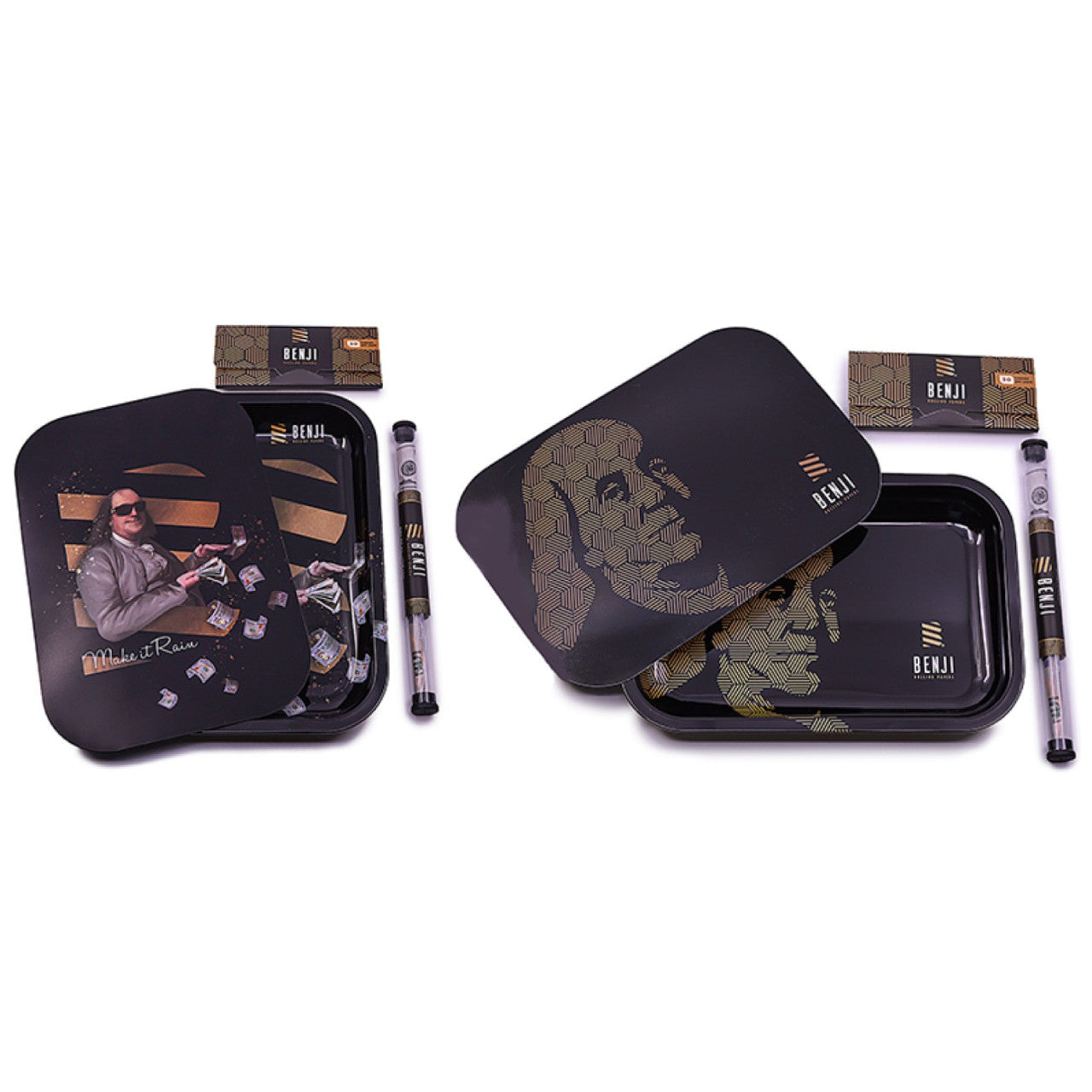 Benji - Metal Rolling Tray w/ Lid Kit - Medium - Asst