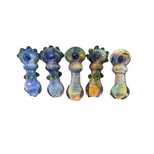 Multicolor Glass Hand Pipes with Green Accents 5ct