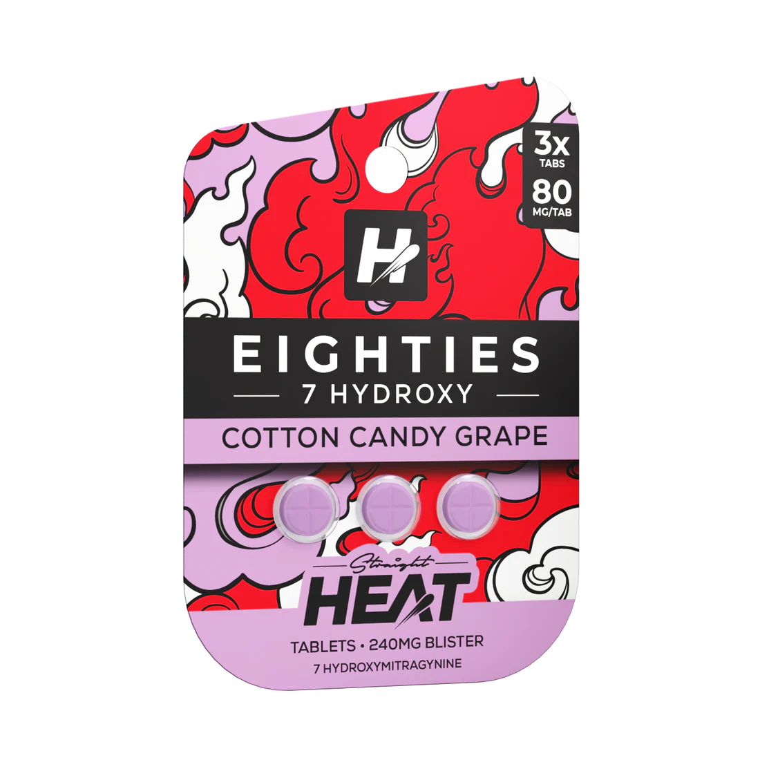 Straight Heat - 80mg 7-OH Tabs - Cotton Candy Grape - 3pk - 10ct