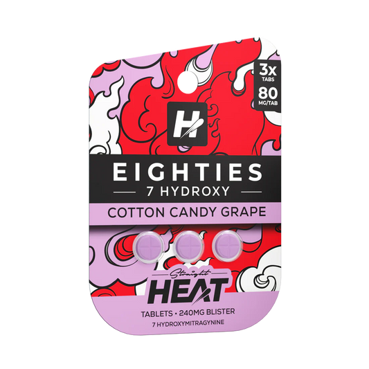 Straight Heat - 80mg 7-OH Tabs - Cotton Candy Grape - 3pk - 10ct