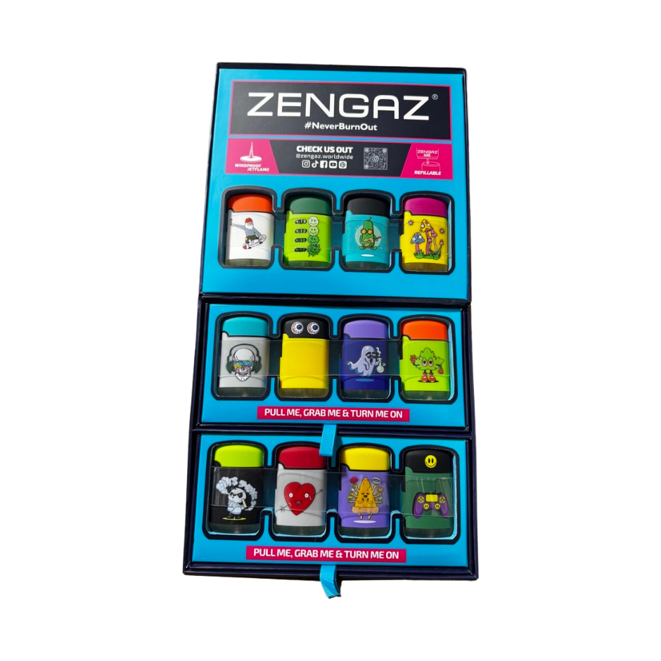 Zengaz Premium Jet Lighters Cube Display - Wing Jet - 48 ct