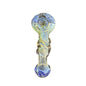 Hand Pipe - Import - Flat 3.8" Twisted Clear Glass Hand Pipe with Blue Accents 5ct