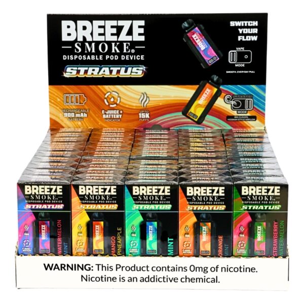 Breeze Stratus 15k 0% Nicotine 50ct Display Box - 5 Flavors