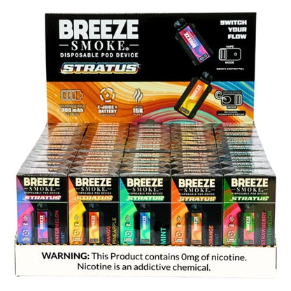Breeze Stratus 15k 0% Nicotine 50ct Display Box - 5 Flavors