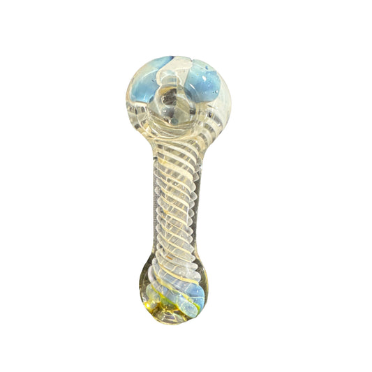 Clear Spiral Glass Hand Pipe with Blue Accents 5ct