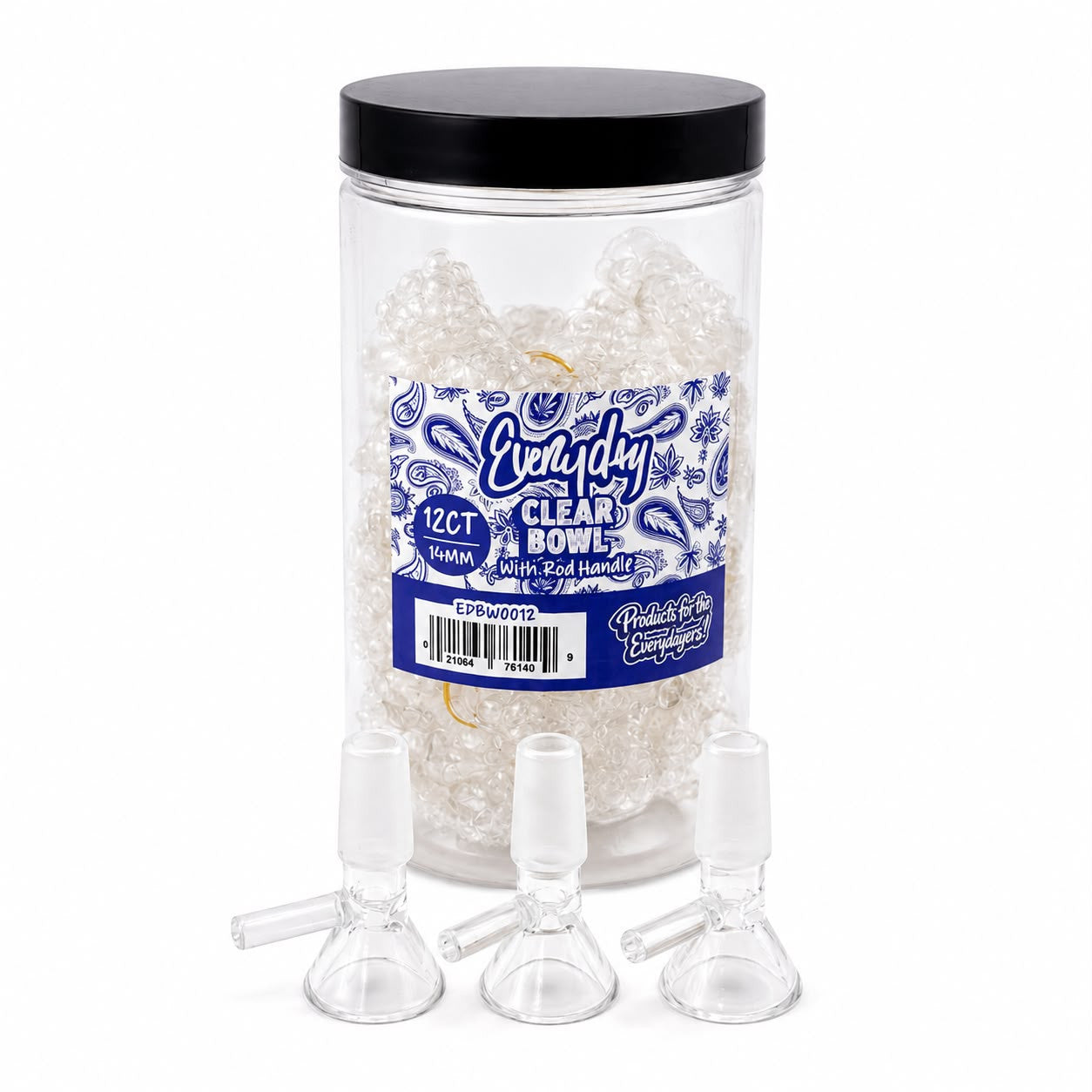 Everyday - Clear Bowl w/ Rod Handle - 12ct Jar - Assorted Sizes