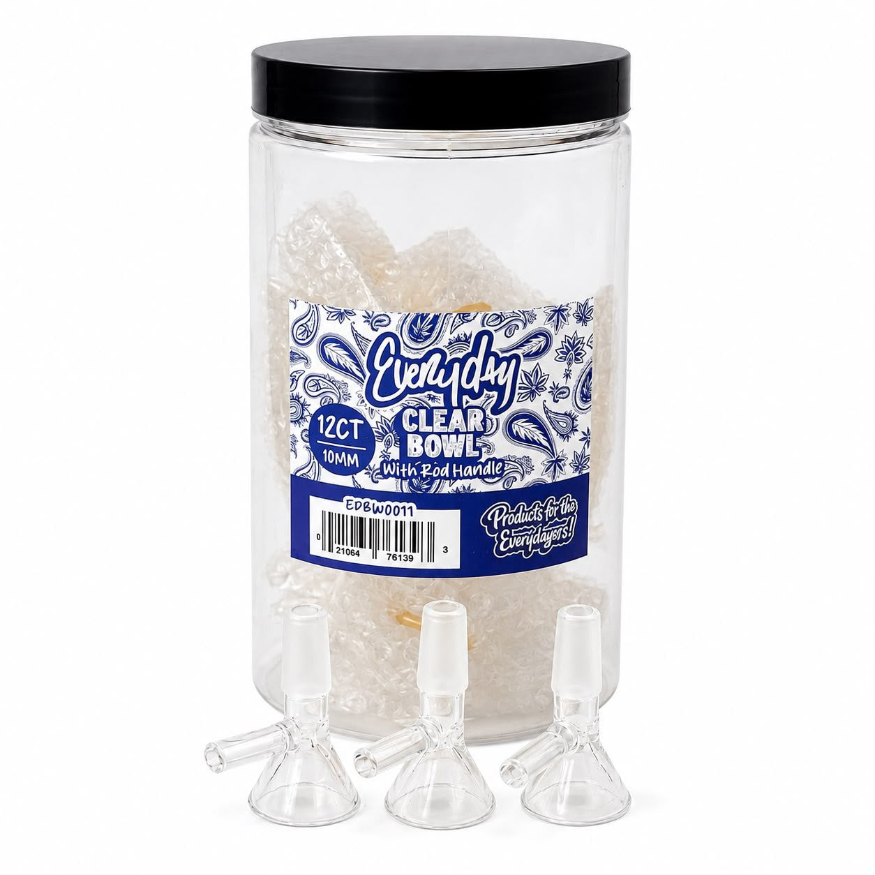 Everyday - Clear Bowl w/ Rod Handle - 12ct Jar - Assorted Sizes