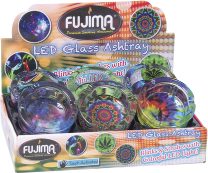 Fujima - LED Glass Ashtray - 6ct - Leaf Design