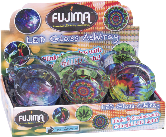 Fujima - LED Glass Ashtray - 6ct - Leaf Design