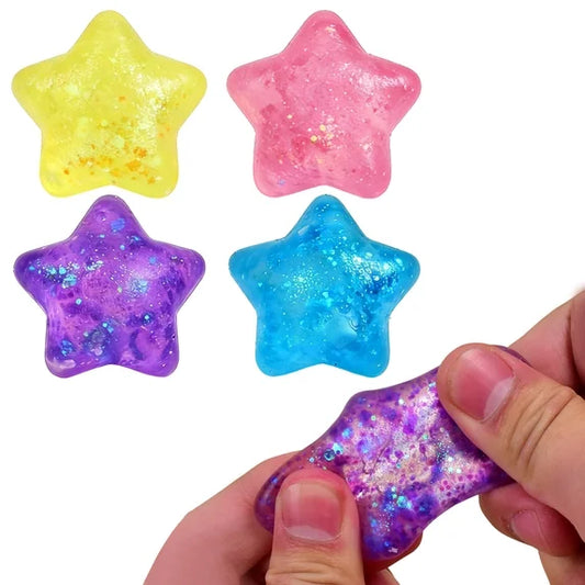 Squishy Ball Squish Toys - Stars & Hearts - 3pk - 24ct