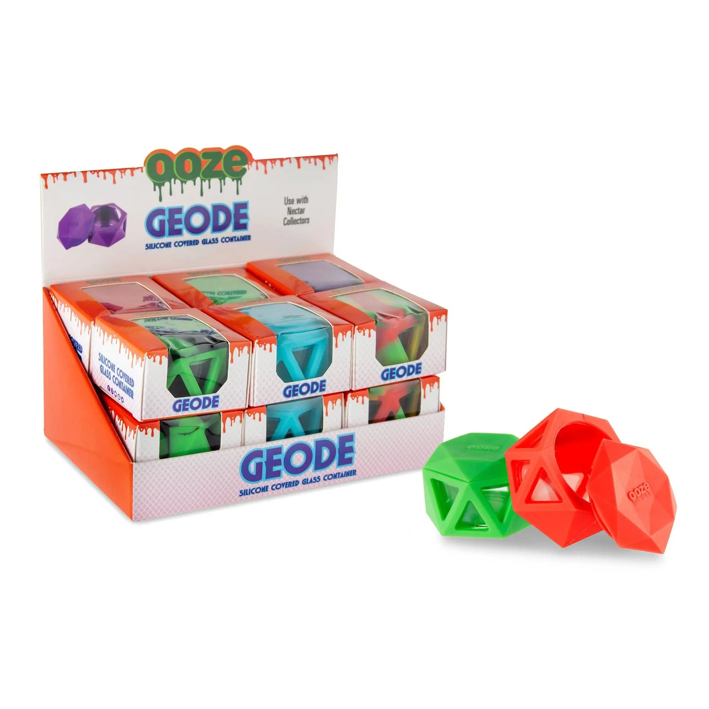 Ooze Geode Silicone Covered Glass Containers - 12ct
