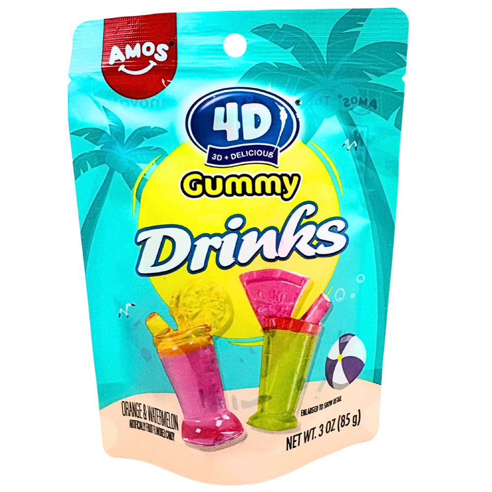 Amos - 4D Fruit Gummy Drinks Candy - 3oz - 12ct