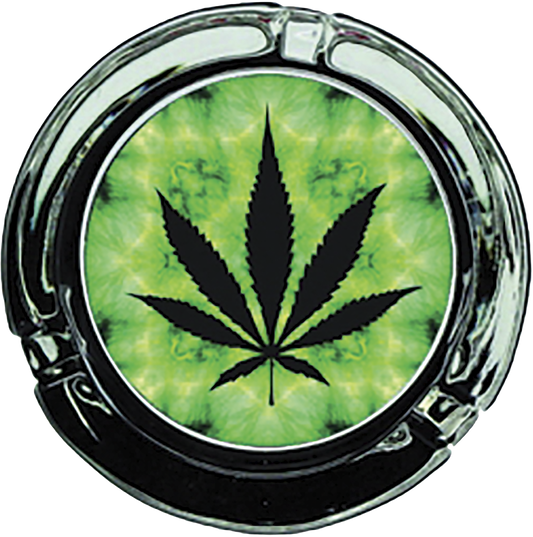 Fujima - LED Glass Ashtray - 6ct - Leaf Design