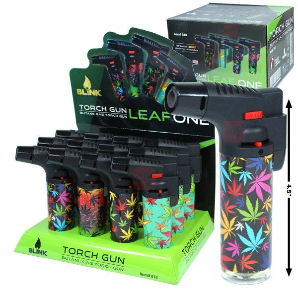 Blink Medium Butane Torch Lighters - Leaf #1 Theme - 12ct