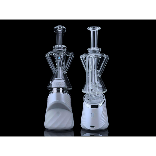 Iridescent Glass - Puffco Top - Dualcycler - Clear w/ Opal [ #PT013-PUFFCOTOP-OPCL ]