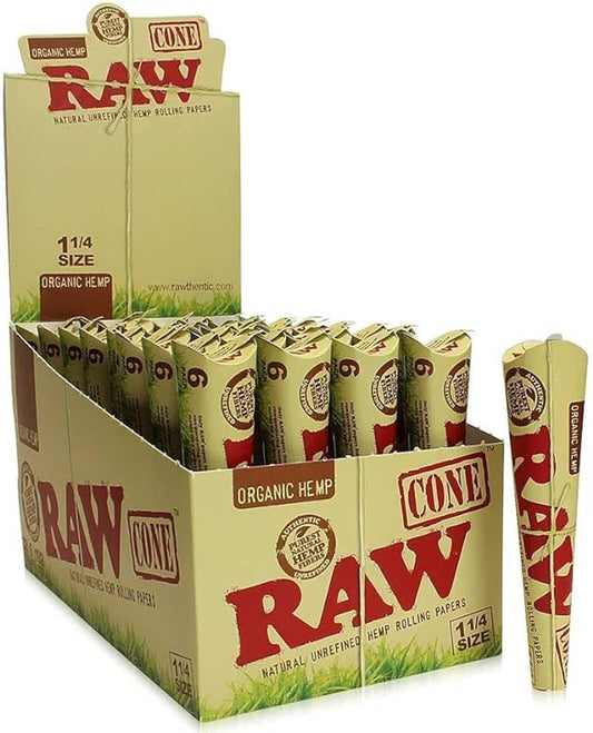 Raw - Cones - Organic Hemp - 1 1/4 - 6pk - 32ct