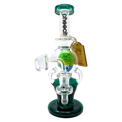 8.5" Cheech Glass - Glow In The Dark Multi Color Frit Ball Recycler