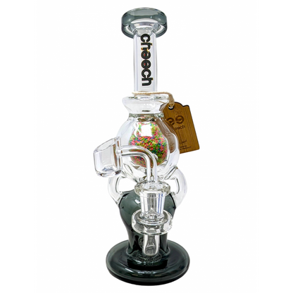 8.5" Cheech Glass - Glow In The Dark Multi Color Frit Ball Recycler