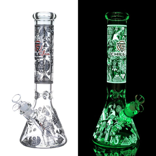 14" Chill Glass Glow In The Dark Water Pipe