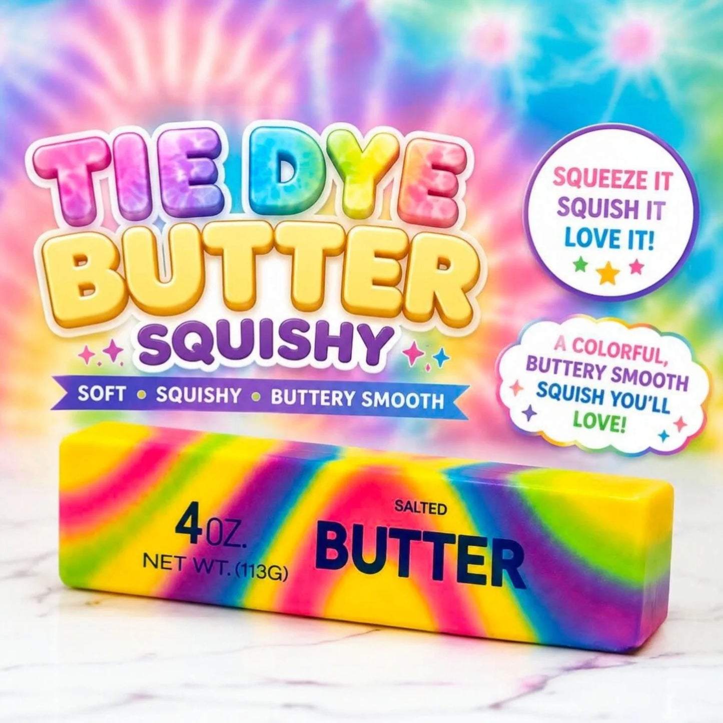 Squish Toy - 12ct - Butter Tie Dye
