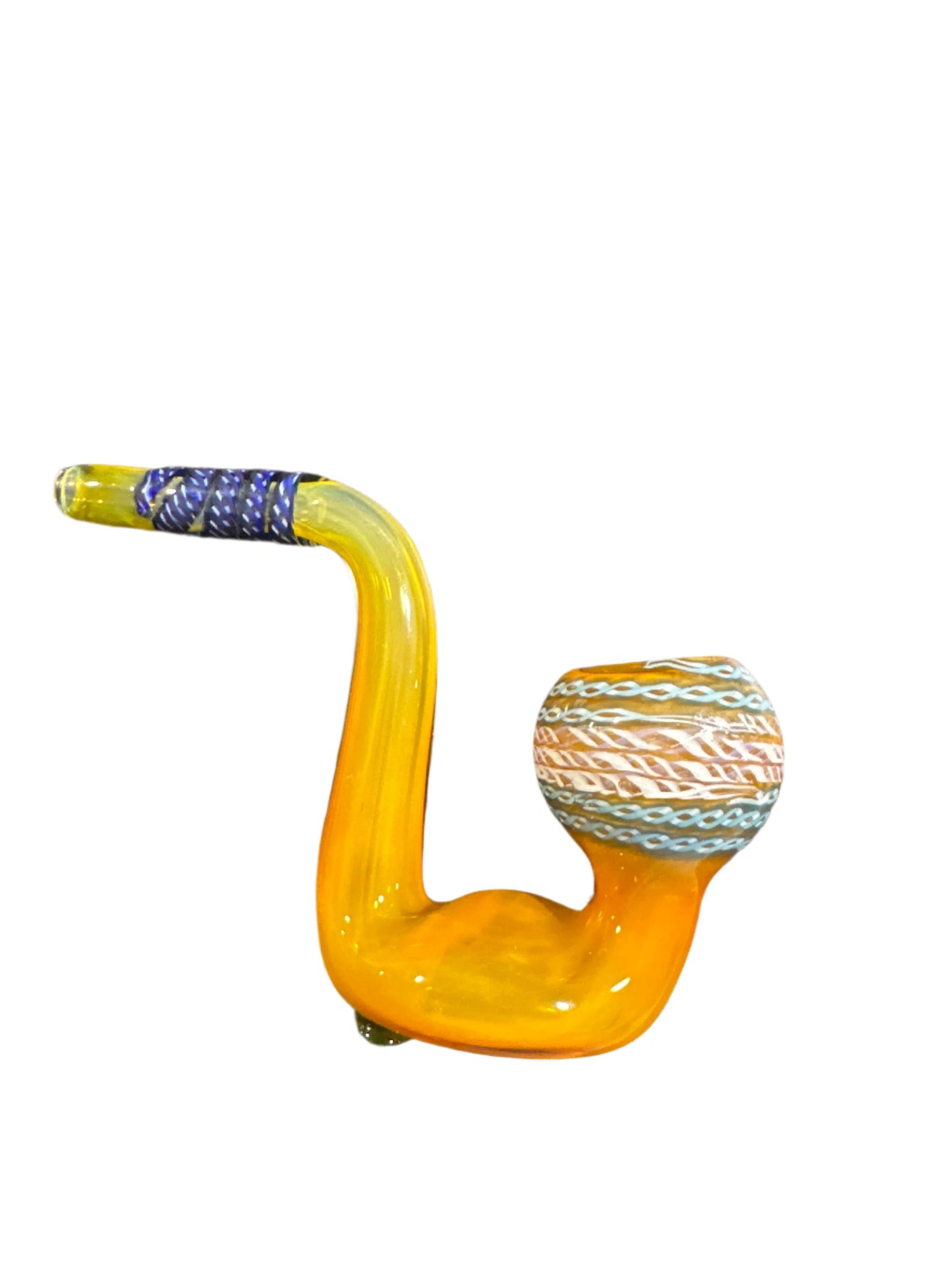 Yellow Sherlock Glass Pipe with Intricate Bowl Design 2 pack