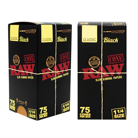 Raw - Cones - Black - 1 1/4 - 75ct