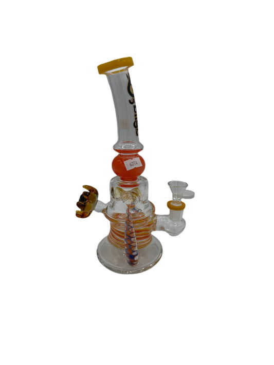 BIIGO Glass - Heady Banger Hanger Rig - By Lookah - Yellow 10"