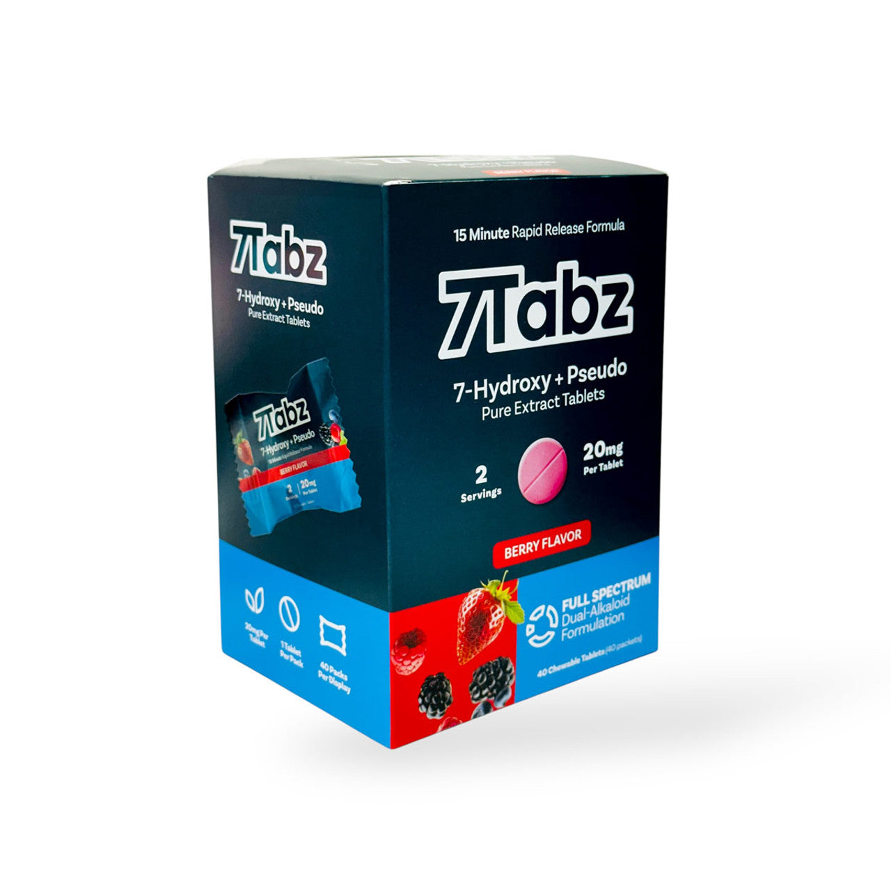 7Tabz - 20mg Pseudo + 7-OH Tabs - Berry - 1pk - 40ct +