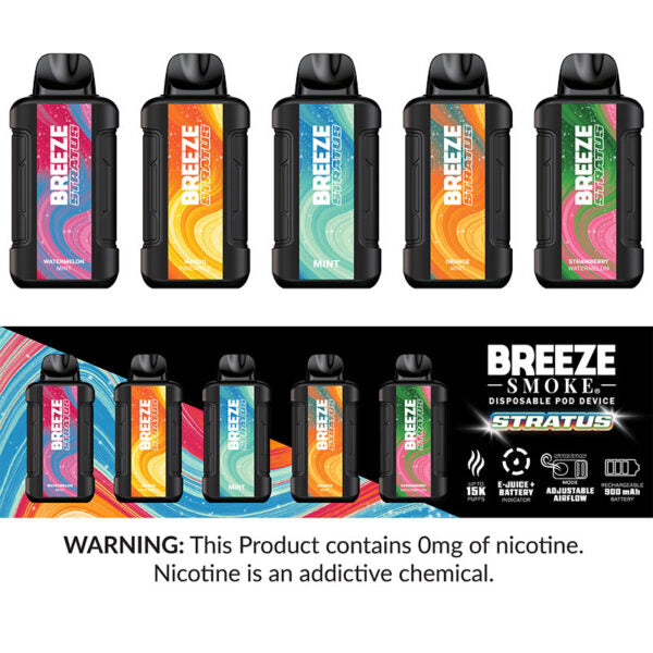 Breeze Stratus 15k 0% Nicotine 50ct Display Box - 5 Flavors
