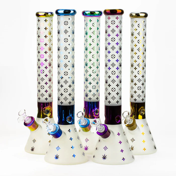 Beaker Bong - 17.5" Frosted Pattern Design