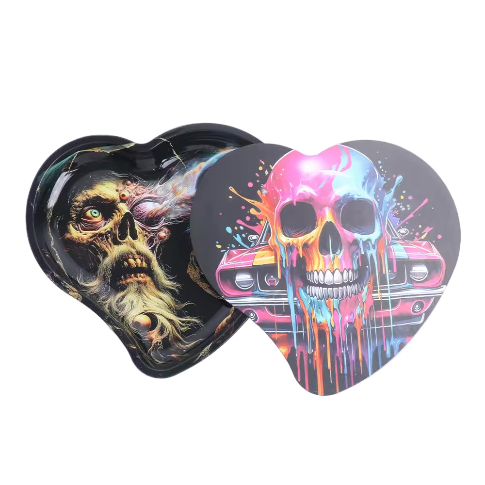 Rolling Trays - Heart Shape 3D Metal w/ Lid - 12ct
