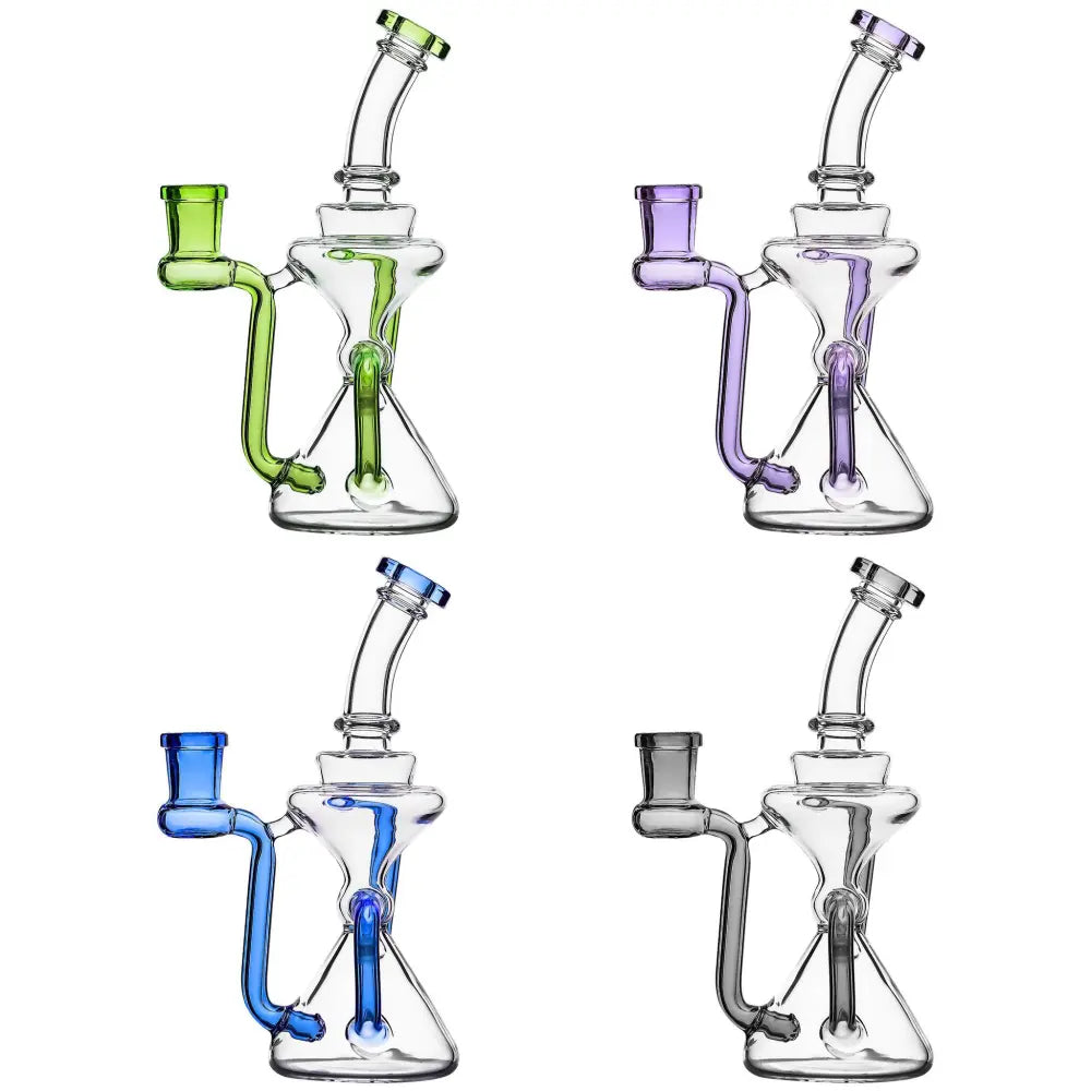 Iridescent Glass 5" Hourglass Recycler - Clear