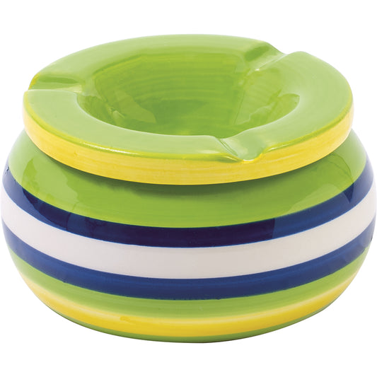 Ashtray - Striped Pottery - Green / White / Blue [ A225 ] +