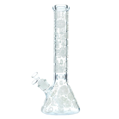 Clover - WP - 14" 7mm Glow Beaker w/ Ash Catcher