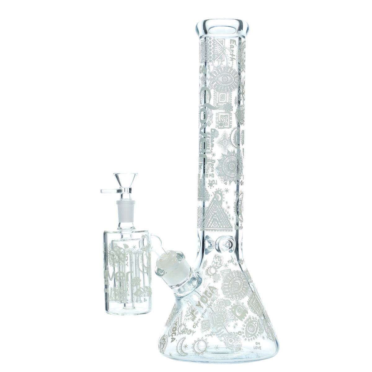 Clover - WP - 14" 7mm Glow Beaker w/ Ash Catcher