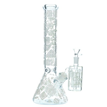 Clover - WP - 14" 7mm Glow Beaker w/ Ash Catcher