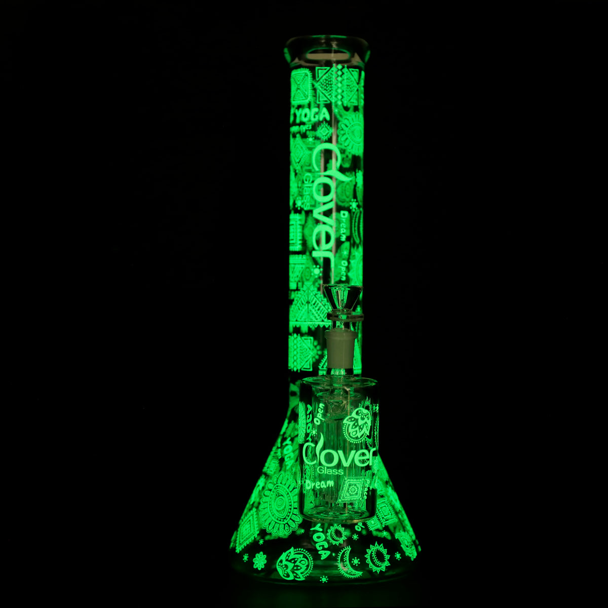 Clover - WP - 14" 7mm Glow Beaker w/ Ash Catcher