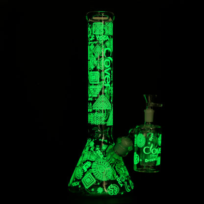 Clover - WP - 14" 7mm Glow Beaker w/ Ash Catcher