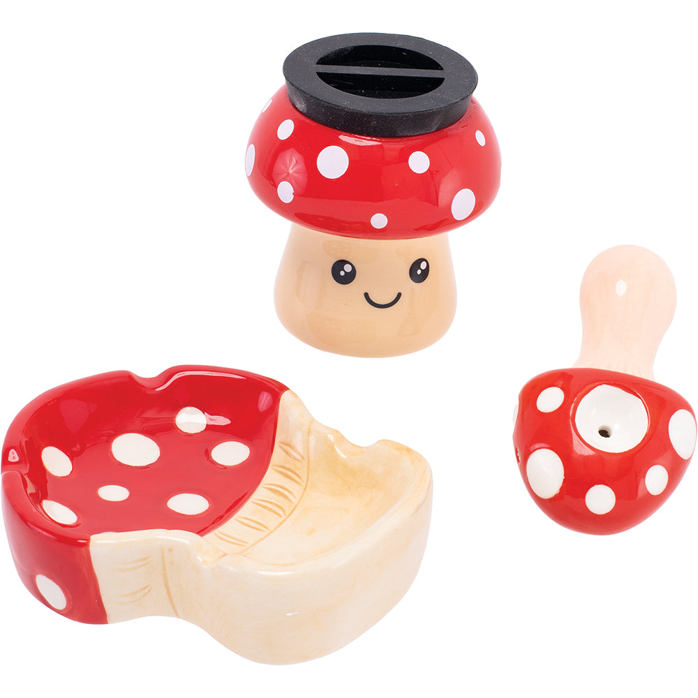 Fujima Stash It! 3-in-1 Smoking Gift Set (Ashtray, Jar & Pipe) - Assorted Designs