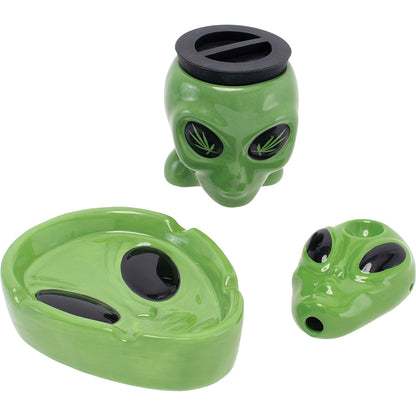 Fujima Stash It! 3-in-1 Smoking Gift Set (Ashtray, Jar & Pipe) - Assorted Designs