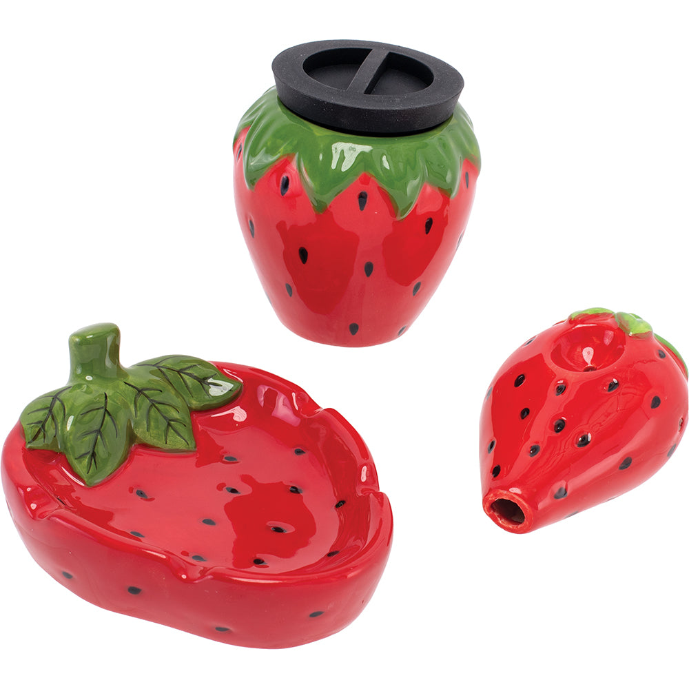 Fujima Stash It! 3-in-1 Smoking Gift Set (Ashtray, Jar & Pipe) - Assorted Designs