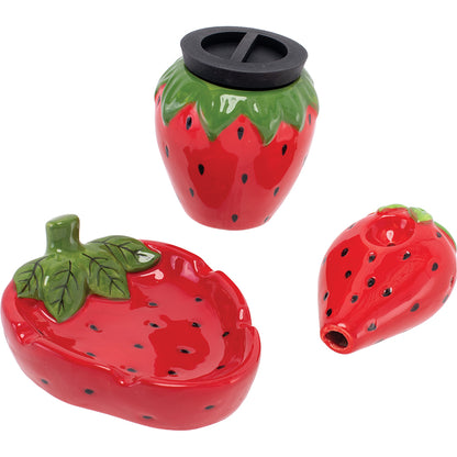 Fujima Stash It! 3-in-1 Smoking Gift Set (Ashtray, Jar & Pipe) - Assorted Designs