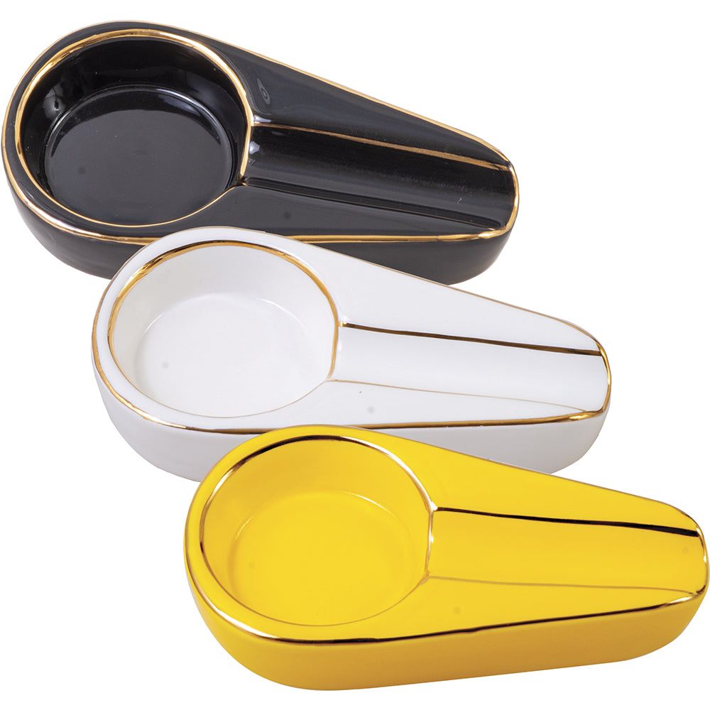 Fujima - Cigar Ashtray - Colored Ceramic w/ Gold Line - 6ct [ AS153 ] +
