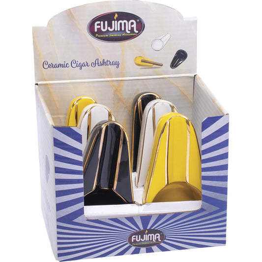 Fujima - Cigar Ashtray - Colored Ceramic w/ Gold Line - 6ct [ AS153 ] +