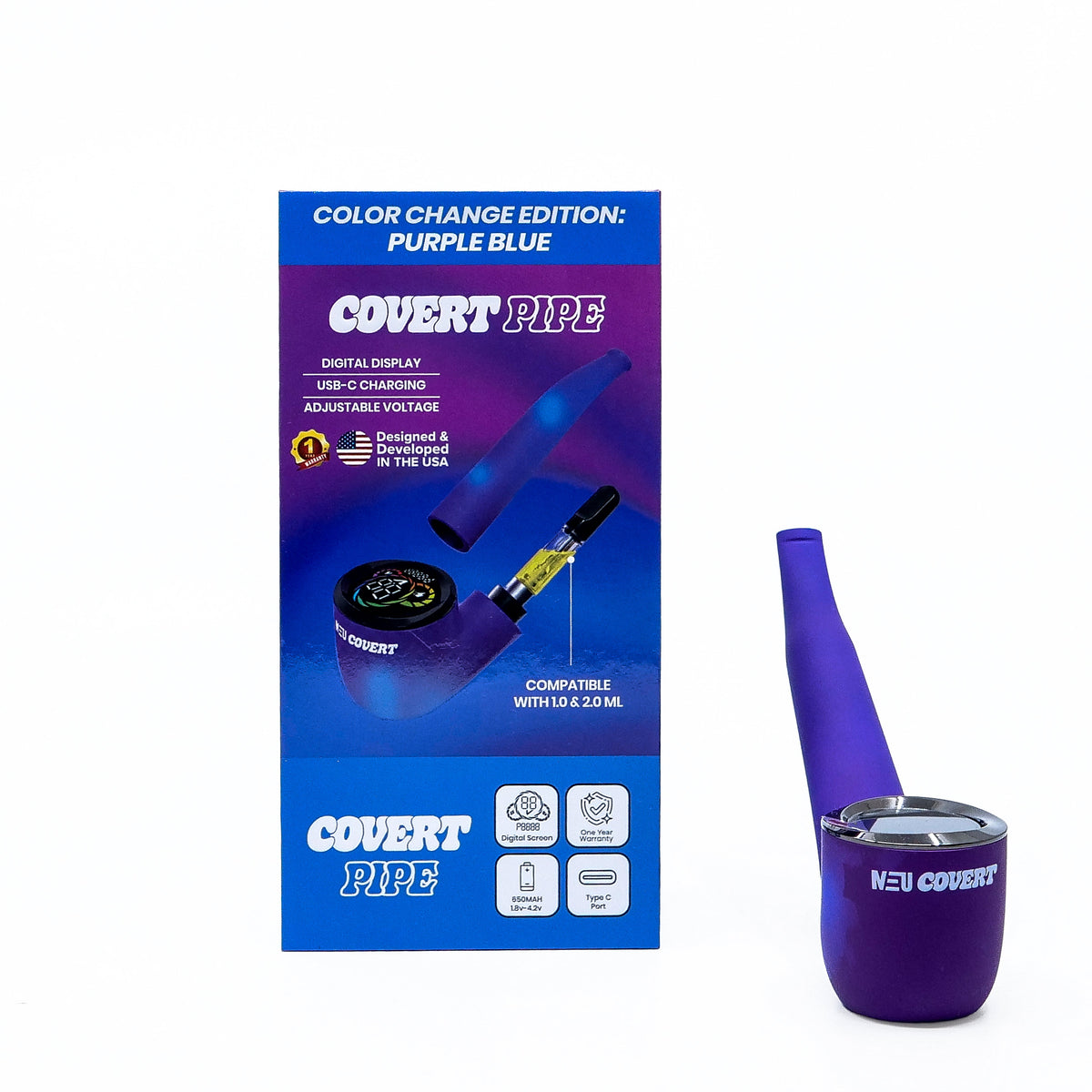 Neu Covert Pipe - 650mAh 510 Battery w/ Digital Display