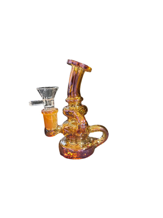 Amber Swirl Recycler Glass Rig